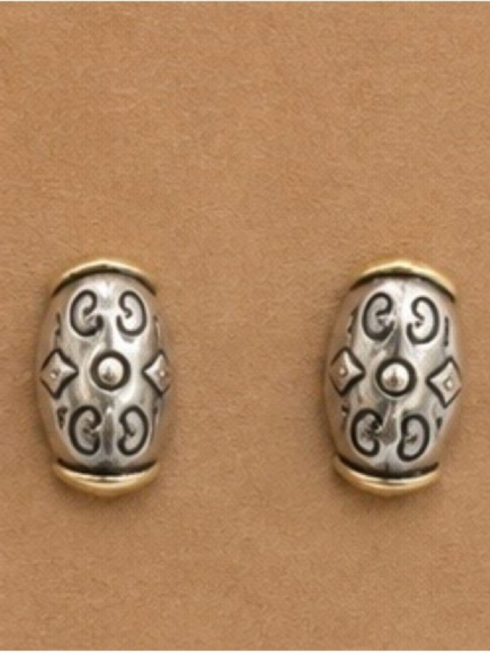 Vintage Brighton Two-Tone Scroll Stud Earrings
